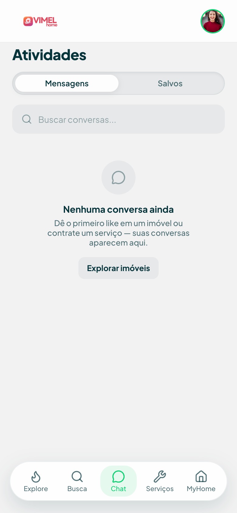 Chat do Vimel no tema claro